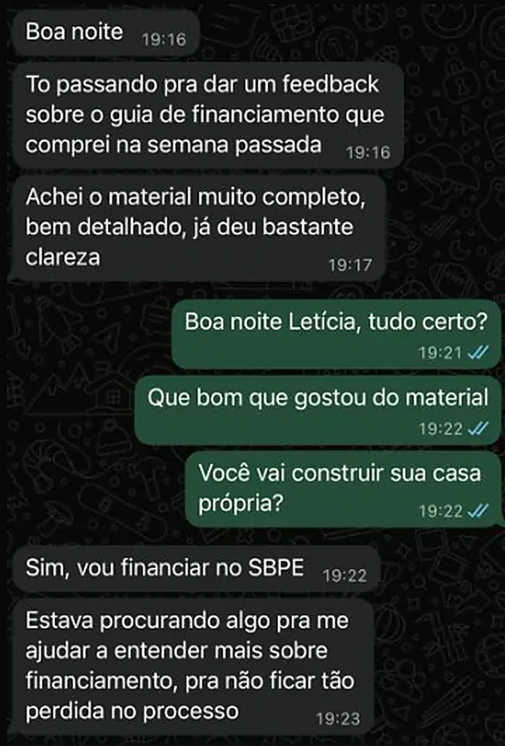 Depoimento de cliente sobre a clareza do manual
